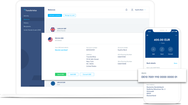 TransferWise - Bank details